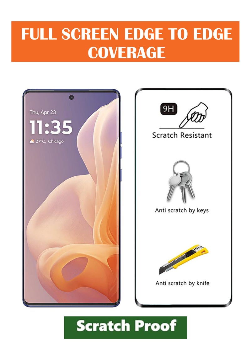 For Motorola Moto G85 - Full Glue Tempered Glass Screen Protector - Advanced Border-Less Full Edge to Edge ,Shatterproof , High Responsiveness , Higher Transparency , Quick to Install ,Anti-scratch and Bubble-free Screen Protector - Black