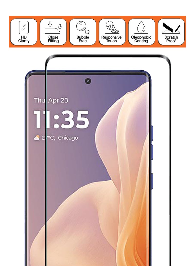 For Motorola Moto G85 - Full Glue Tempered Glass Screen Protector - Advanced Border-Less Full Edge to Edge ,Shatterproof , High Responsiveness , Higher Transparency , Quick to Install ,Anti-scratch and Bubble-free Screen Protector - Black