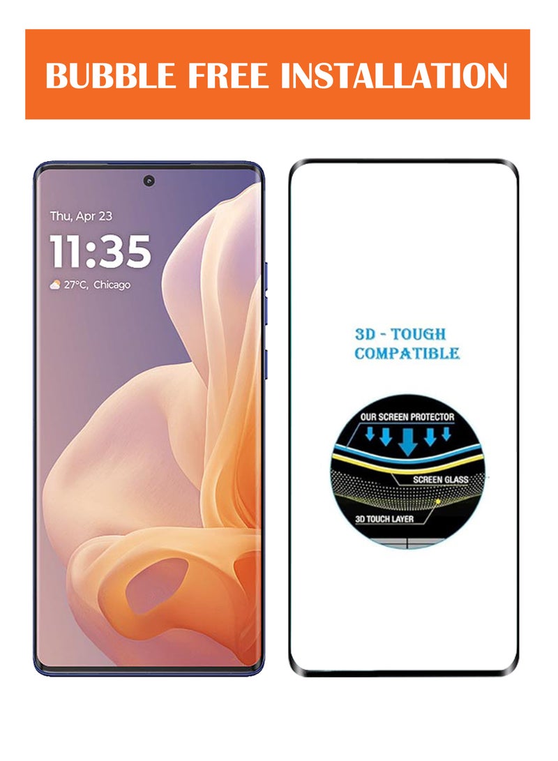 For Motorola Moto G85 - Full Glue Tempered Glass Screen Protector - Advanced Border-Less Full Edge to Edge ,Shatterproof , High Responsiveness , Higher Transparency , Quick to Install ,Anti-scratch and Bubble-free Screen Protector - Black