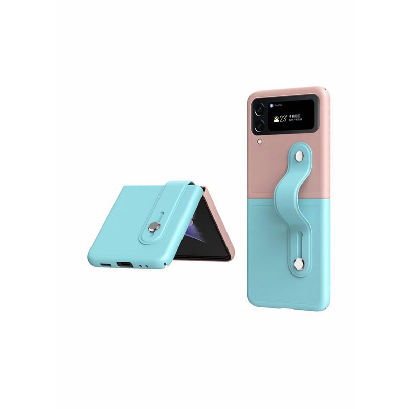 SOLARAE Case for Samsung Galaxy Z Flip 4 (Z Flip4 5G), Ultra Thin Premium PC Matte Finish Anti-Scratch Cover, Silky Touch Feeling Phone Case with Retractable Stand Strap (Pink/blue) - Image 1