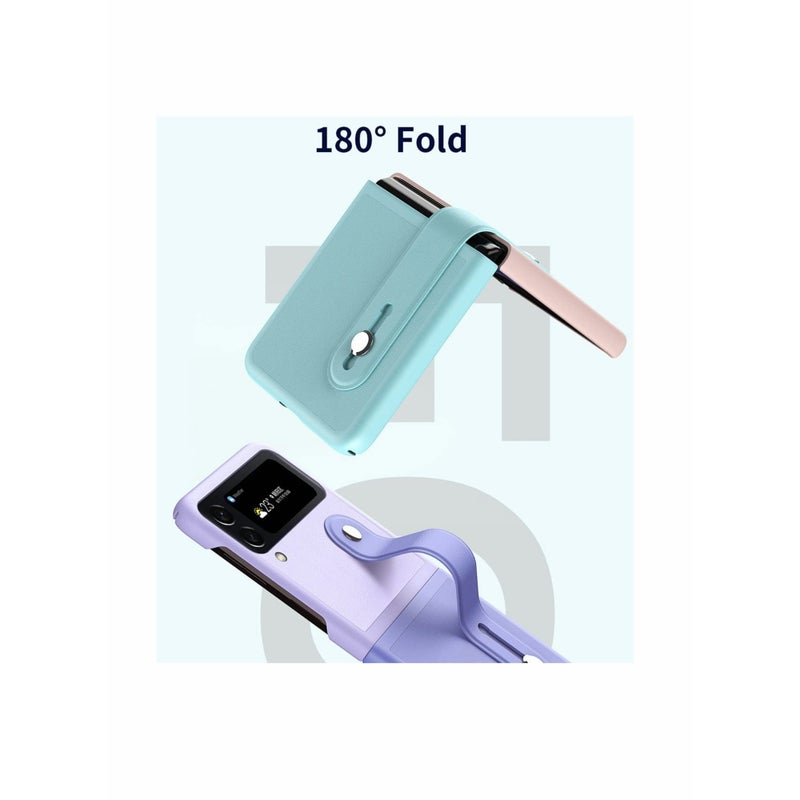 SOLARAE Case for Samsung Galaxy Z Flip 4 (Z Flip4 5G), Ultra Thin Premium PC Matte Finish Anti-Scratch Cover, Silky Touch Feeling Phone Case with Retractable Stand Strap (Pink/blue) - Image 5