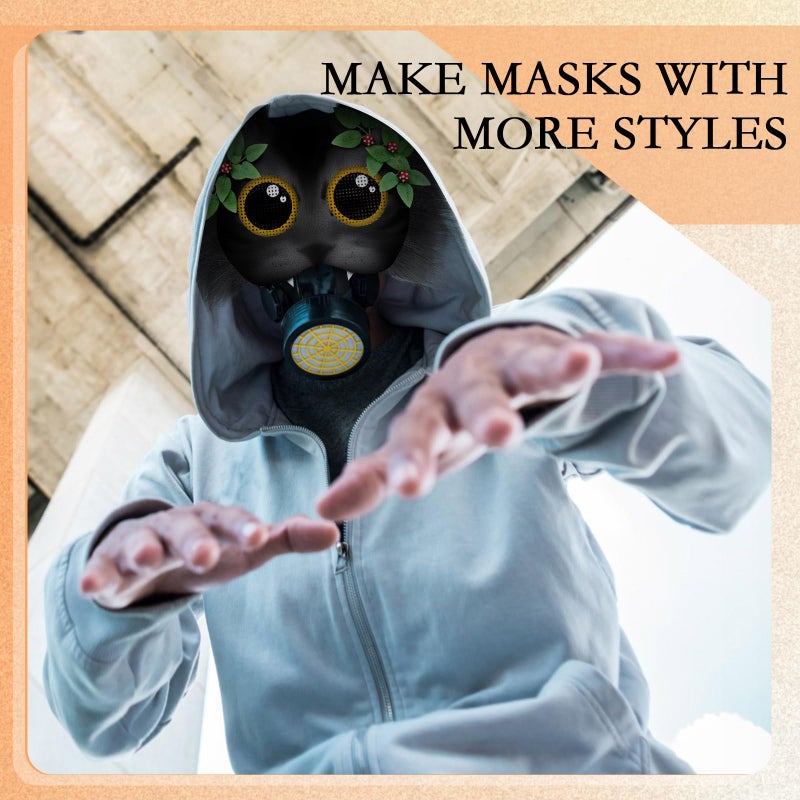 Seenelling 33 Pcs DIY Therian Mask Kit Blank Cat Mask with Felt Fabric Sheet Plush Faux Fur Eye Mesh for Therian Gear Stuff (Grey) - Image 4