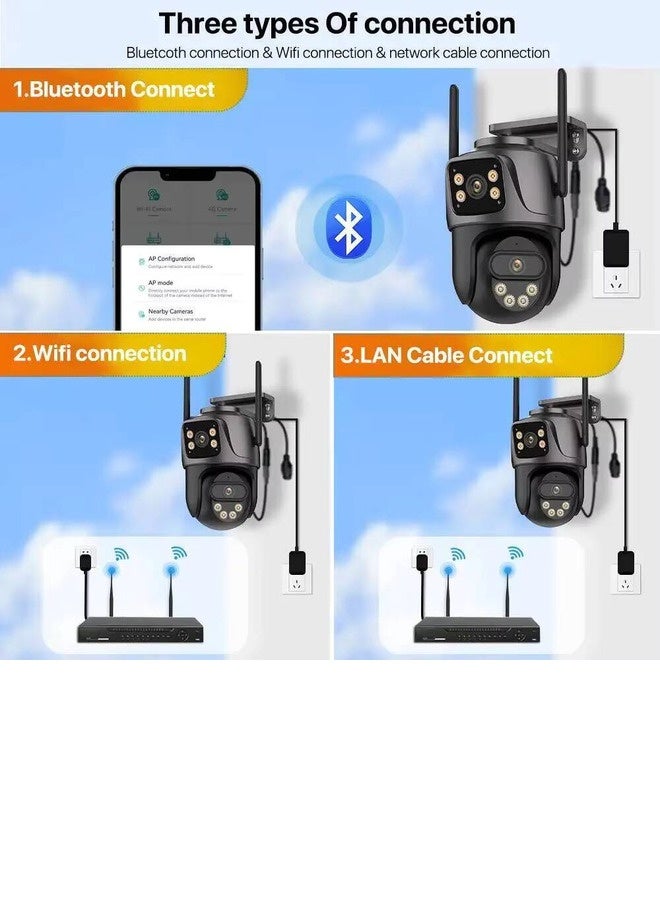 Shiwojia Three Screen WIFI IP Camera Outdoor 4K Dual Lens PTZ Camera Ai Human Detection IP66 Waterproof CCTV Video Security Camera iCsee  - Image 4