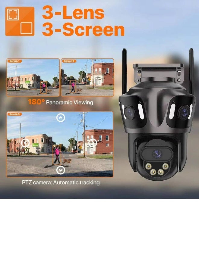 Shiwojia Three Screen WIFI IP Camera Outdoor 4K Dual Lens PTZ Camera Ai Human Detection IP66 Waterproof CCTV Video Security Camera iCsee  - Image 2