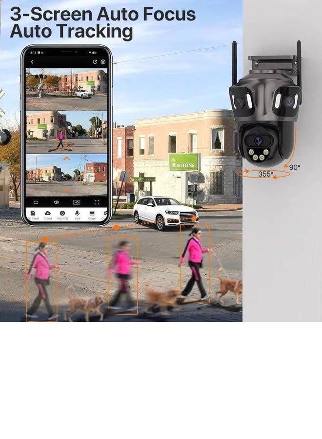 Shiwojia Three Screen WIFI IP Camera Outdoor 4K Dual Lens PTZ Camera Ai Human Detection IP66 Waterproof CCTV Video Security Camera iCsee  - Image 3
