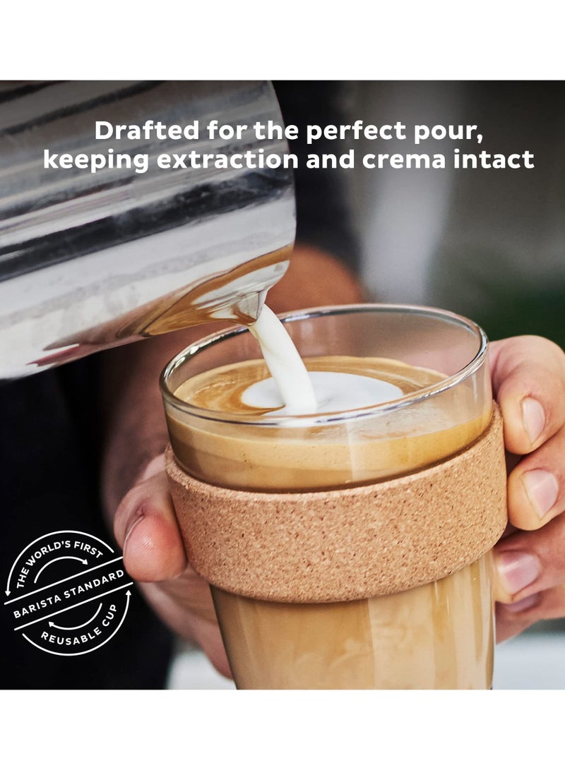 SYOSI Reusable Tempered Glass Coffee Cup | Travel Mug with Spill Proof Lid, Eco Friendly Cork Band, Lightweight, BPA Free | Medium | 12oz  - Image 5