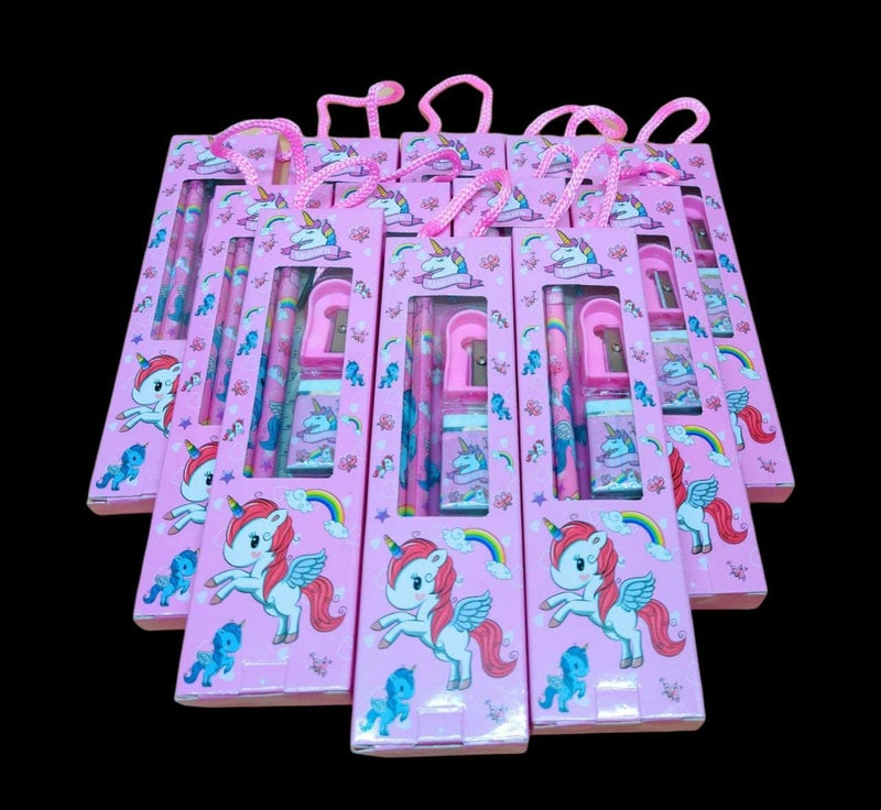 Tera13 مجموعة هدايا العودة مجموعة قرطاسية للفتيات (10 قطع) مجموعة قرطاسية يونيكورن، أدوات قرطاسية مدرسية، قلم رصاص، ممحاة، مبراة للفتيات، هدايا كانجاك، هدايا عيد الميلاد للأطفال، متعددة الألوان - Image 4