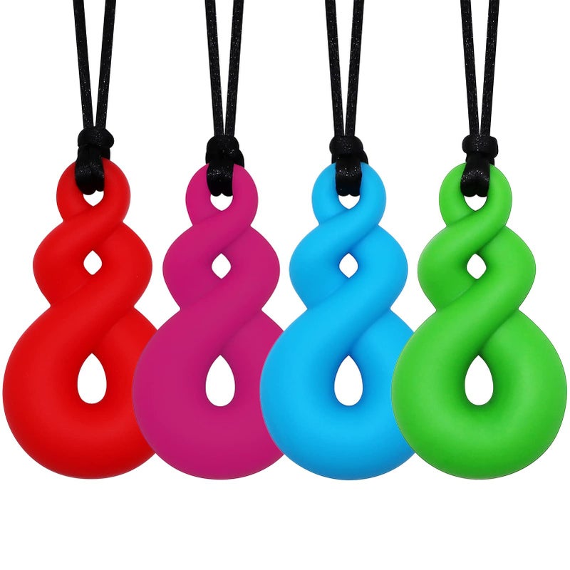 V-TOP Chew Necklaces for Kids With Autism, ADHD, SPD, or Special Needs - Sensory Silicone Chewy Necklace Toys for Boys, Girls, Adults, Teens - 4 Pack - Image 1