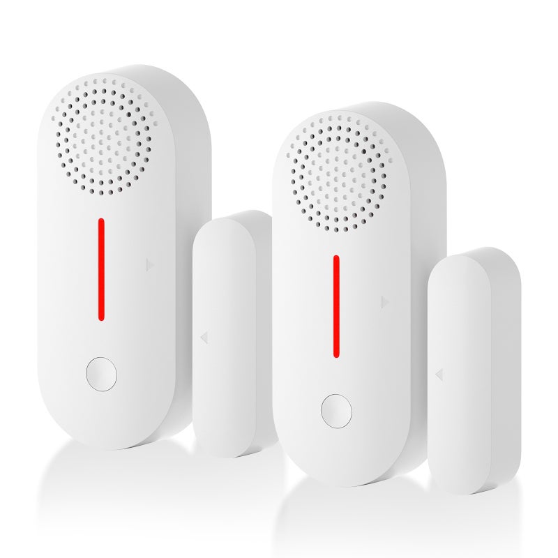 Home Security System 2 Pack White: Immediate Sound & Light Alarm - Remote Monitoring Door Window Alarm Sensor for Home, Apartment, Vacation Property - Image 1