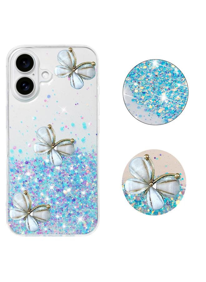S-TOP Case For iPhone 16 Luminous Starry Sky Glitter Butterfly TPU Phone Case - Image 1