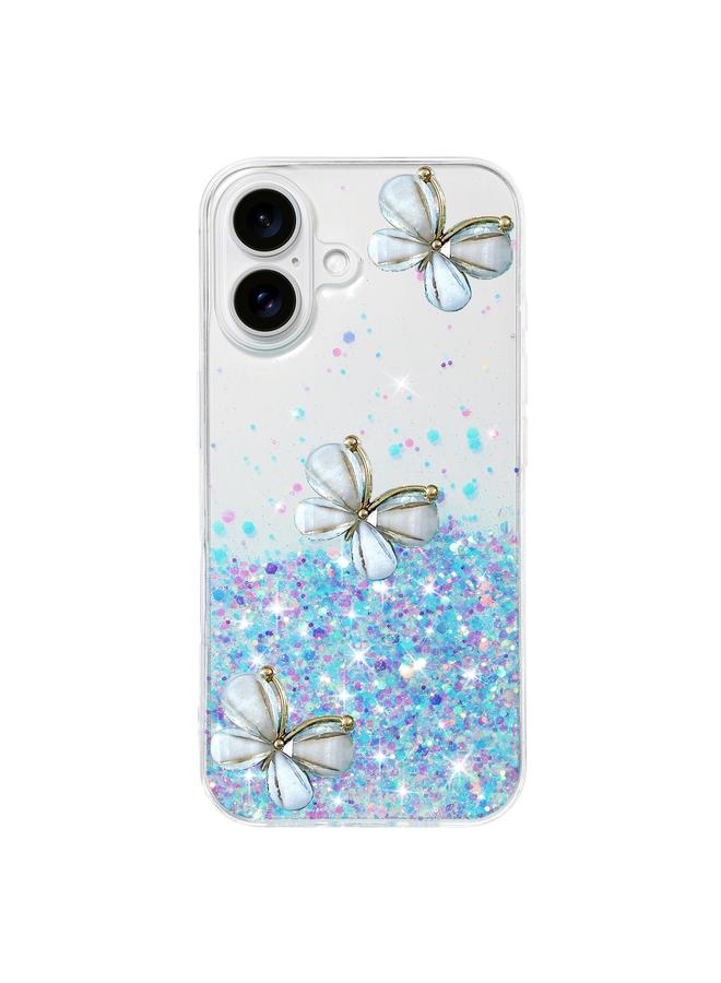 S-TOP Case For iPhone 16 Luminous Starry Sky Glitter Butterfly TPU Phone Case - Image 3