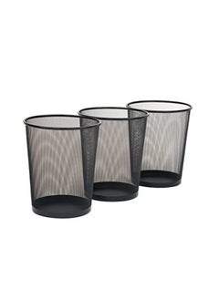 PROMASS Pack Of 3 Round Mash Waste Basket Trash Can Recycling Bin Perfect For Home/Office Wastebasket Recycling Bin Trash Can Bin Wastebasket Trash Cans Waste Basket Bin Trash  - Image 1