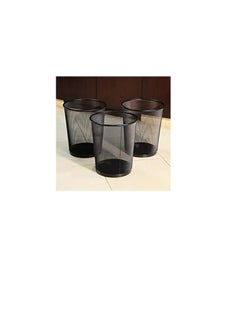 PROMASS Pack Of 3 Round Mash Waste Basket Trash Can Recycling Bin Perfect For Home/Office Wastebasket Recycling Bin Trash Can Bin Wastebasket Trash Cans Waste Basket Bin Trash  - Image 2