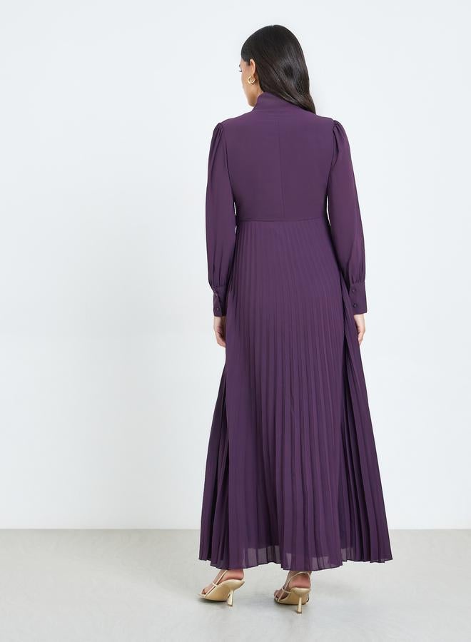 ستايلي فستان ماكسي بكسرات وربطة أنشوطة - Image 5