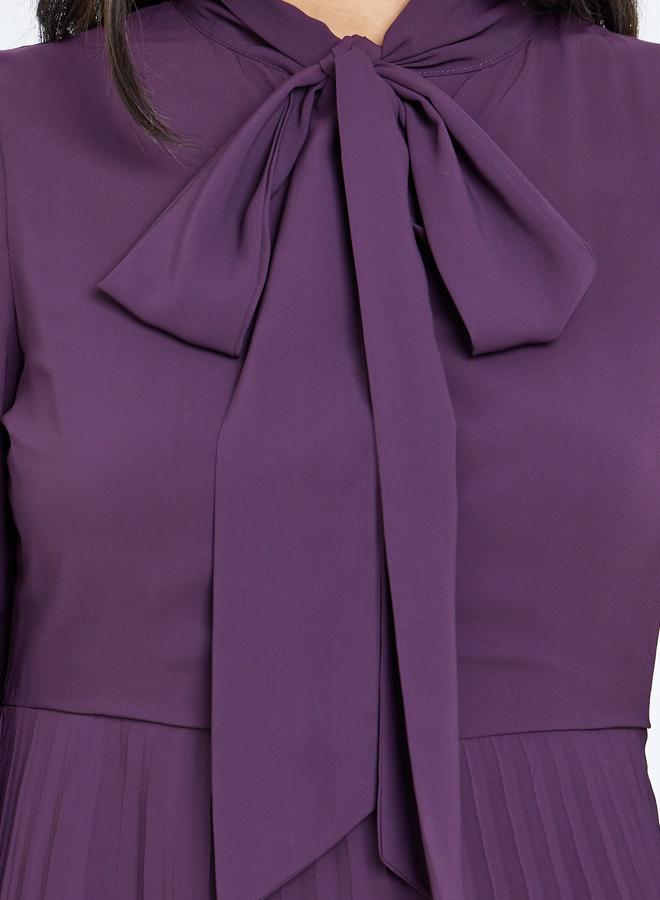 ستايلي فستان ماكسي بكسرات وربطة أنشوطة - Image 4