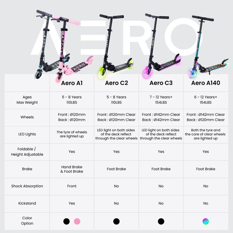 AERO MOBILITY Aero Scooter for Kids 5-7 with Dynamic Lights | Boys Girls 2 Wheels Kick Scooter | Foldable & Height Adjustable, 110lbs Max - Image 4