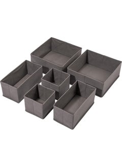 AUTOYSUR Drawer Organizer Clothes, 6 Pack Underwear Drawer Organizer, Foldable Closet Organizers, Storage Dresser Drawer Dividers, Cloth Drawer Storage Organizer Boxes, for Clothes, Scarves (Grey)  - Image 1