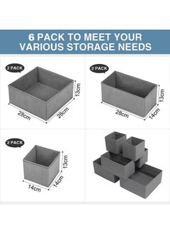 AUTOYSUR Drawer Organizer Clothes, 6 Pack Underwear Drawer Organizer, Foldable Closet Organizers, Storage Dresser Drawer Dividers, Cloth Drawer Storage Organizer Boxes, for Clothes, Scarves (Grey)  - Image 2