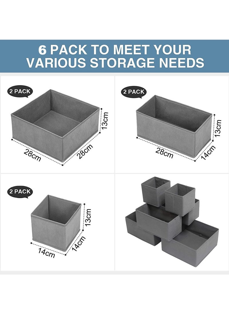 AUTOYSUR Drawer Organizer Clothes, 6 Pack Underwear Drawer Organizer, Foldable Closet Organizers, Storage Dresser Drawer Dividers, Cloth Drawer Storage Organizer Boxes, for Clothes, Scarves (Grey)  - Image 2