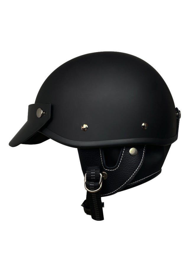 Matte Black Voss Retro Helmet For Men And Women, Lightweight Half Helmet, Summer Electric Bicycle Anti-scratch Scoop Helmet, Breathable Cycling Sun Protection