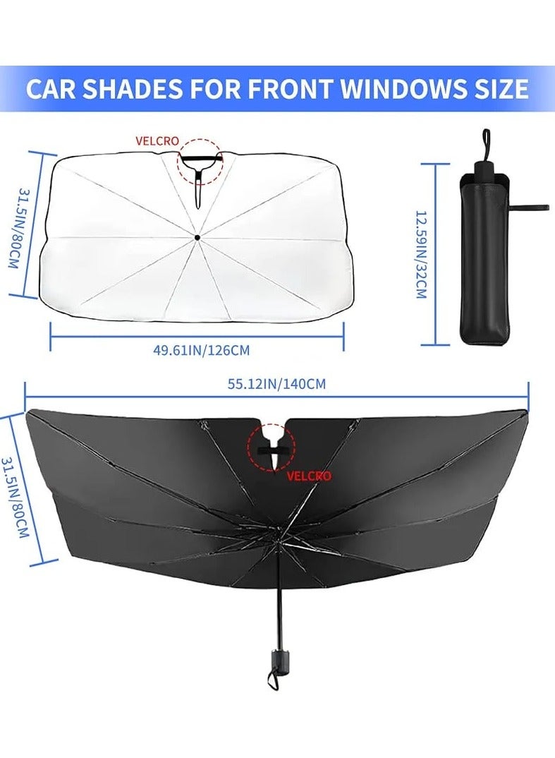 Car Windshield Sun Shade Umbrella, 2024 New Foldable Car Shades for Front Windows Shades Block UV Rays Cover Keep Cool SUV Car Sunshade Windshield Sun Visor Car Accessories for Auto (55 x 31) - Image 1