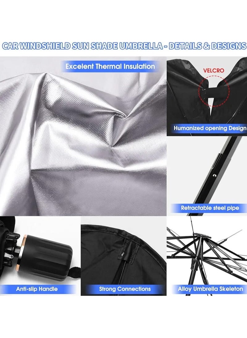 Car Windshield Sun Shade Umbrella, 2024 New Foldable Car Shades for Front Windows Shades Block UV Rays Cover Keep Cool SUV Car Sunshade Windshield Sun Visor Car Accessories for Auto (55 x 31) - Image 2