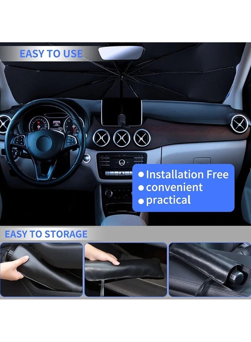 Car Windshield Sun Shade Umbrella, 2024 New Foldable Car Shades for Front Windows Shades Block UV Rays Cover Keep Cool SUV Car Sunshade Windshield Sun Visor Car Accessories for Auto (55 x 31) - Image 3