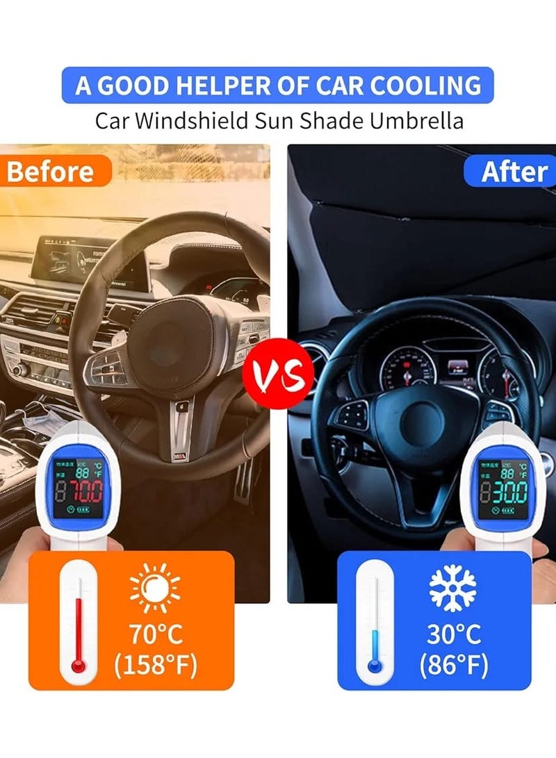 Car Windshield Sun Shade Umbrella, 2024 New Foldable Car Shades for Front Windows Shades Block UV Rays Cover Keep Cool SUV Car Sunshade Windshield Sun Visor Car Accessories for Auto (55 x 31) - Image 4