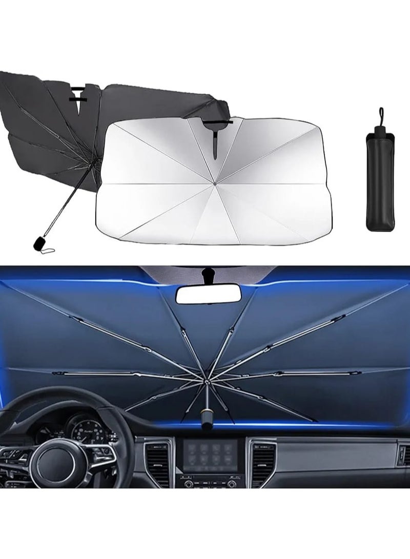 Car Windshield Sun Shade Umbrella, 2024 New Foldable Car Shades for Front Windows Shades Block UV Rays Cover Keep Cool SUV Car Sunshade Windshield Sun Visor Car Accessories for Auto (55 x 31) - Image 5