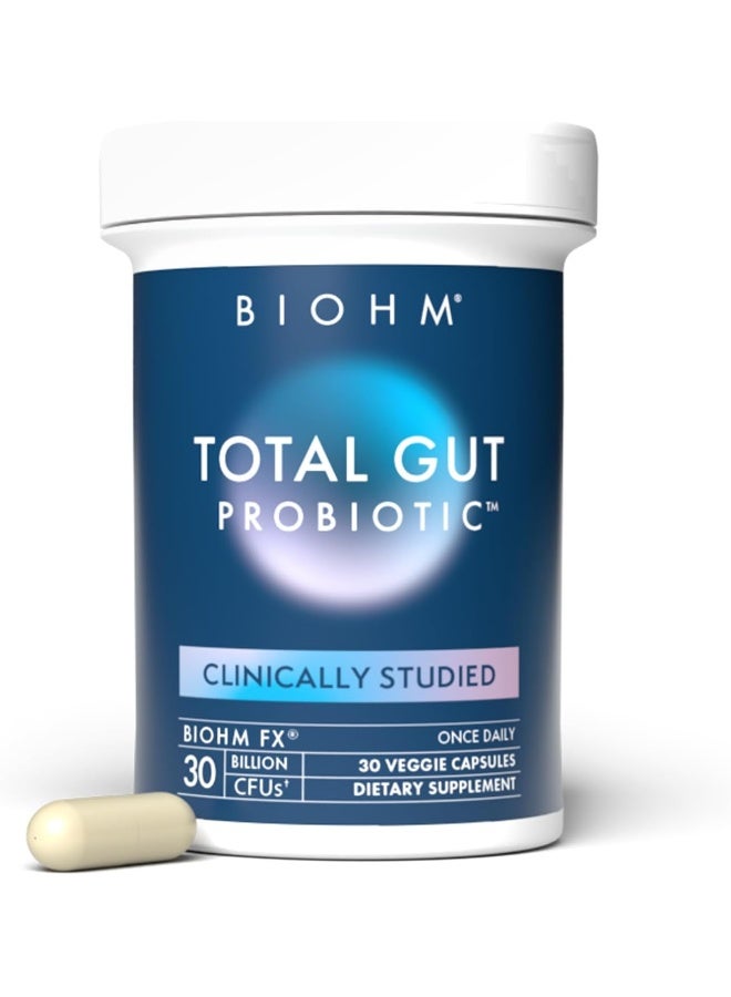 BIOHM 30 Billion CFU Probiotic, Natural, Digestive Enzymes, Immune Health, Shelf Stable, Clinically Studied, Non-GMO, Vegan, for Women and Men, 30 Capsules (Packaging May Vary) - Image 1