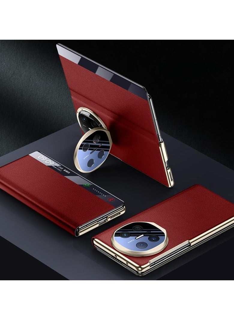 عام حقيبة متوافقة مع هواوي ميت X6، حماية هاتف مضادة للسقوط بمظهر معتم، مع نافذة ذكية وأوتو النوم/الاستيقاظ وقندمة عدسة الكاميرا، حقيبة حماية مضادة للصدمات مع وقفة للهواوي ميت X6 - Image 1