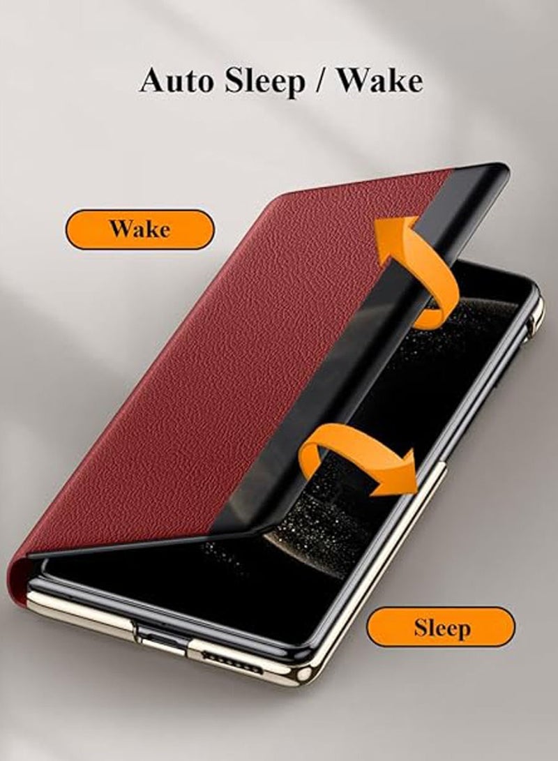 عام حقيبة متوافقة مع هواوي ميت X6، حماية هاتف مضادة للسقوط بمظهر معتم، مع نافذة ذكية وأوتو النوم/الاستيقاظ وقندمة عدسة الكاميرا، حقيبة حماية مضادة للصدمات مع وقفة للهواوي ميت X6 - Image 3