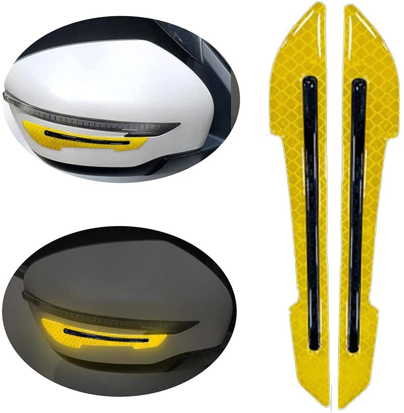 Allure Auto® 2 Pieces Reflective Car Stickers Set Rearview Mirror Reflective Warning Stickers Car Side Reflective Stickers for Car Safety (Yellow) for Maruti Sx4 New - Image 1