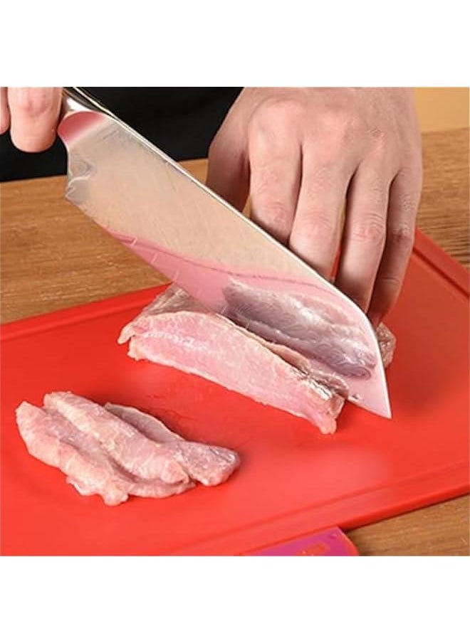 HOOKOR - Cutting Board Set with Storage Stand, 4 PCS Reversible Chopping Boards with Index Color Coded Food Icon for Various Food, Preventing Cross-contamination, Wheat Straw Fiber, BPA Free,Blue (67-03) - Image 1