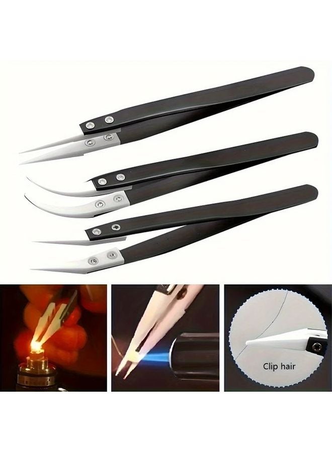 Ceramic Tweezers High Temperature Resistant Anti Static Acid Reflux Corrosion Straight Tip 1pc - Image 3
