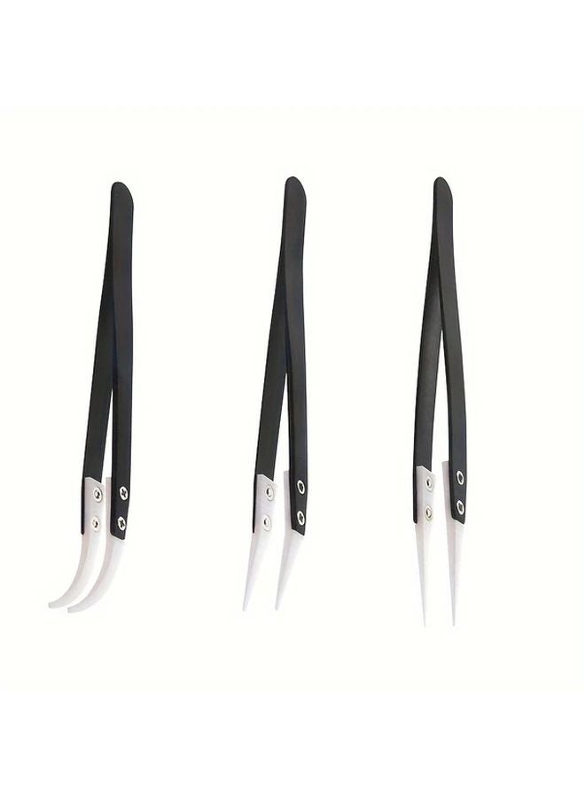 Ceramic Tweezers High Temperature Resistant Anti Static Acid Reflux Corrosion Straight Tip 1pc - Image 1