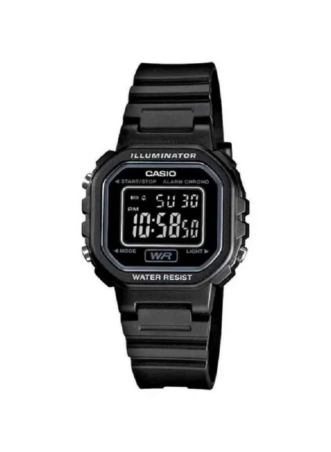 كاسيو ساعة رقمية للبنات مينا اسود بسوار راتنج LA-20WH-1BD - Image 1