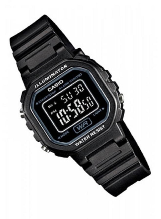 كاسيو ساعة رقمية للبنات مينا اسود بسوار راتنج LA-20WH-1BD - Image 2