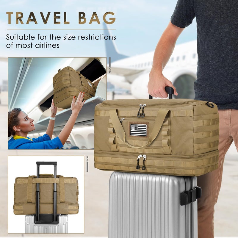 ETRONIK Travel Bag for Men Women, Gym Bag & Tactical Duffle Bags for Travel, Carry on with Toiletry Bag and Shoe Compartment, Weekender Overnight Trip with Wet Pocket for Workout Medical, Brown - Image 5