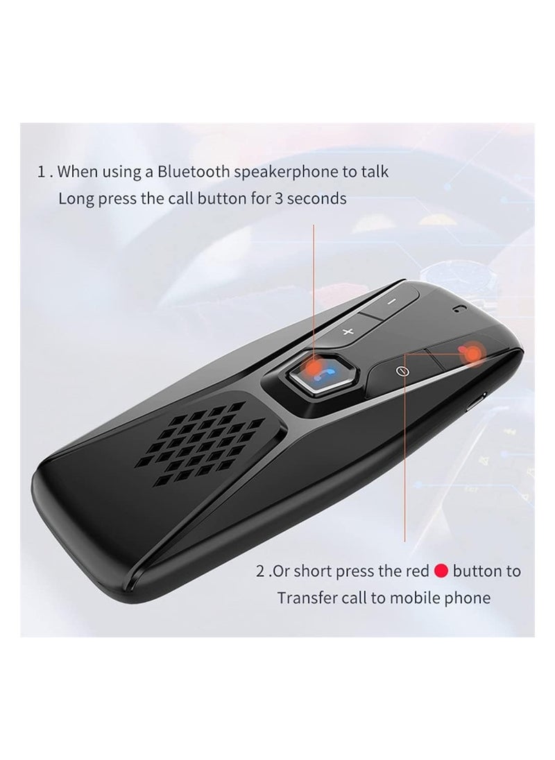 KASTWAVE - Car Bluetooth Handsfree Speakerphone, Wireless Bluetooth 5.0 Speaker with Back-Clip, Car Sun Visor Bluetooth Receiver Music Player Adapter Auto Power On Off, Black - Image 1