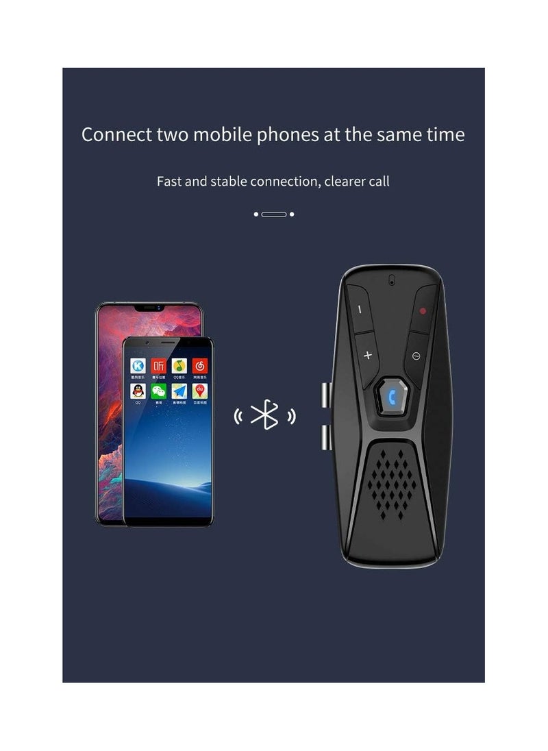 KASTWAVE - Car Bluetooth Handsfree Speakerphone, Wireless Bluetooth 5.0 Speaker with Back-Clip, Car Sun Visor Bluetooth Receiver Music Player Adapter Auto Power On Off, Black - Image 1