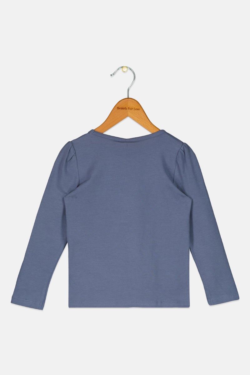 NAME IT بلوزة طويلة الأكمام للبنات الصغيرات من ماي ليتل بوني، أزرق رمادي - Image 2