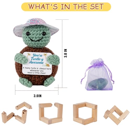 Poscrochet Gifts for Him Her, Positive Crochet Animals with Fragrance, Card Conten: You're Turtle-y, Awesome A Teeny Turtle is Always Here, Whenever You Need a Little Cheer, Encouragement Gifts for Women Men - Image 2