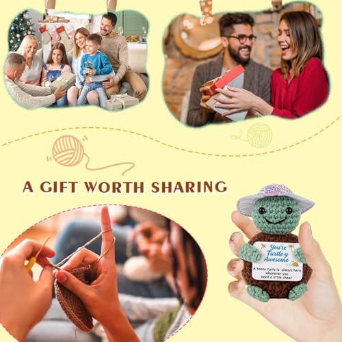 Poscrochet Gifts for Him Her, Positive Crochet Animals with Fragrance, Card Conten: You're Turtle-y, Awesome A Teeny Turtle is Always Here, Whenever You Need a Little Cheer, Encouragement Gifts for Women Men - Image 5