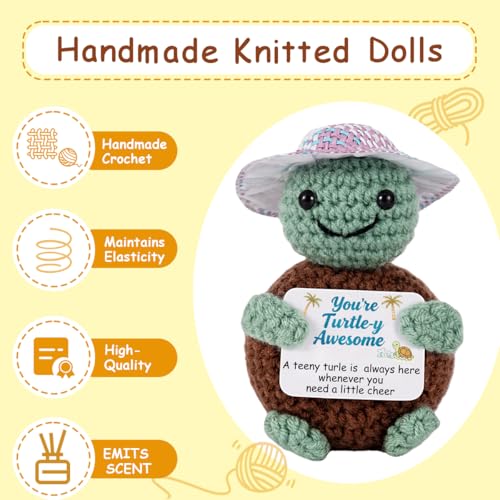 Poscrochet Gifts for Him Her, Positive Crochet Animals with Fragrance, Card Conten: You're Turtle-y, Awesome A Teeny Turtle is Always Here, Whenever You Need a Little Cheer, Encouragement Gifts for Women Men - Image 4