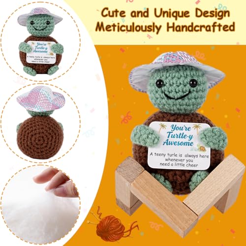 Poscrochet Gifts for Him Her, Positive Crochet Animals with Fragrance, Card Conten: You're Turtle-y, Awesome A Teeny Turtle is Always Here, Whenever You Need a Little Cheer, Encouragement Gifts for Women Men - Image 3