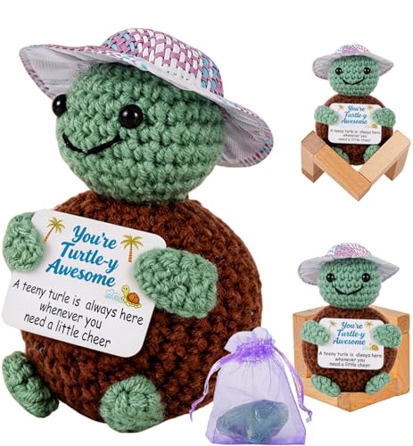 Poscrochet Gifts for Him Her, Positive Crochet Animals with Fragrance, Card Conten: You're Turtle-y, Awesome A Teeny Turtle is Always Here, Whenever You Need a Little Cheer, Encouragement Gifts for Women Men - Image 1