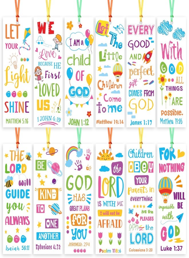 Haooryx Bible Verse Bookmarks for Kids - 123Pcs Religious Inspirational Bookmarks Colorful Flower Balloon DIY Book Marks Sunday School Supplies Reading Lovers Gift Goodie Bag Fillers Class Rewards - Image 1