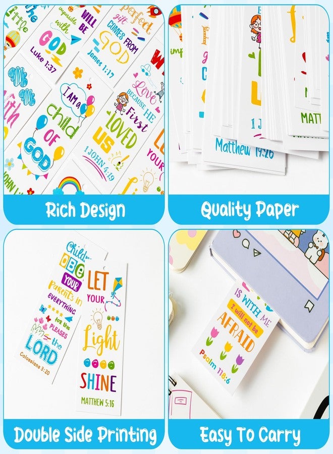 Haooryx Bible Verse Bookmarks for Kids - 123Pcs Religious Inspirational Bookmarks Colorful Flower Balloon DIY Book Marks Sunday School Supplies Reading Lovers Gift Goodie Bag Fillers Class Rewards - Image 3