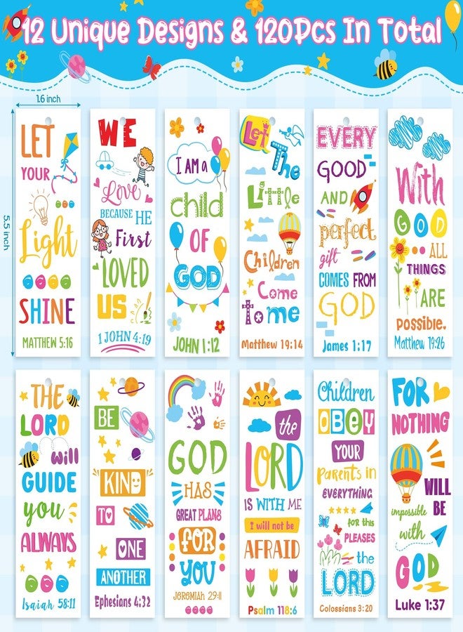 Haooryx Bible Verse Bookmarks for Kids - 123Pcs Religious Inspirational Bookmarks Colorful Flower Balloon DIY Book Marks Sunday School Supplies Reading Lovers Gift Goodie Bag Fillers Class Rewards - Image 2